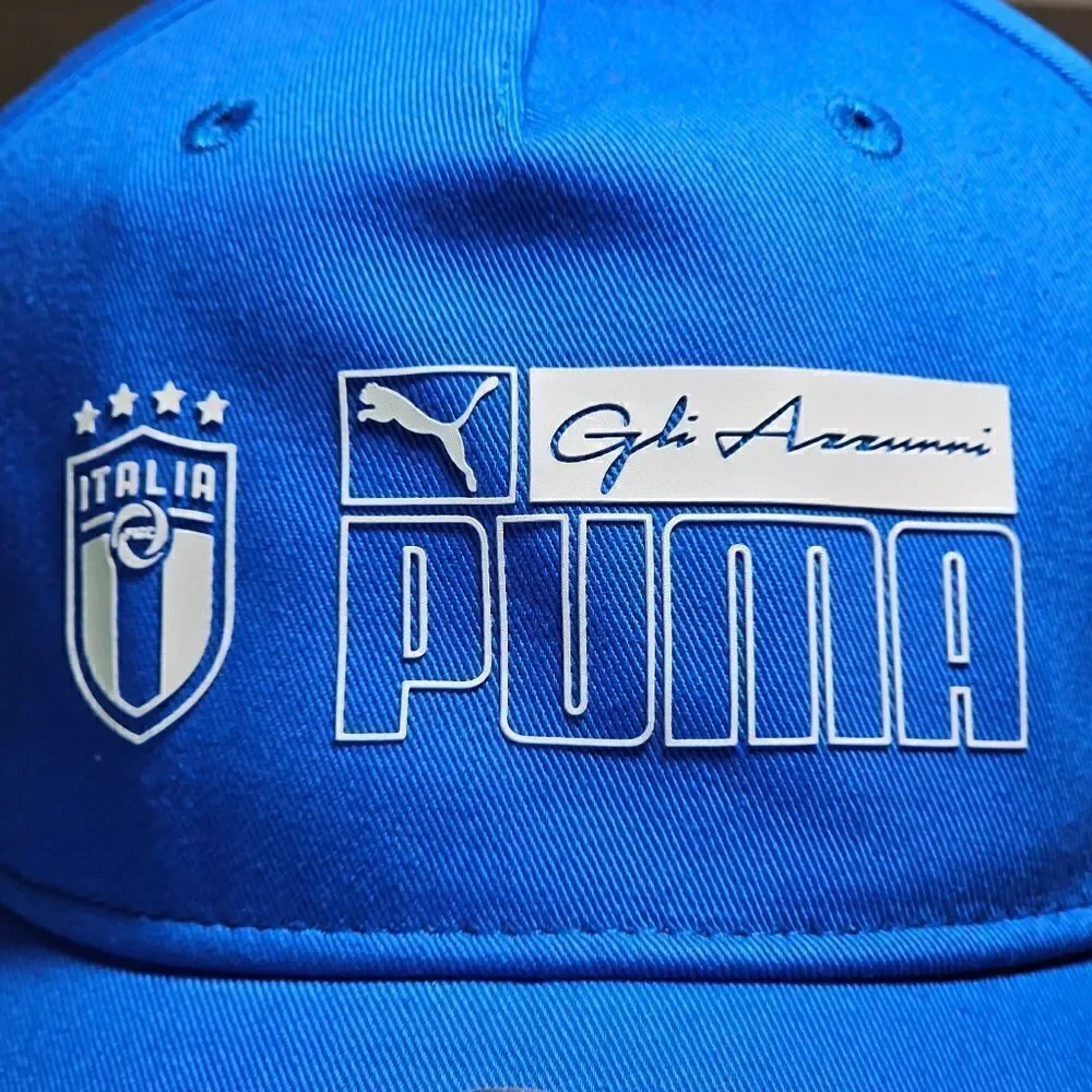 Puma Italia National Soccer Team Dad Hat Cap Blue White 3D Vinyl Logo Adjustable